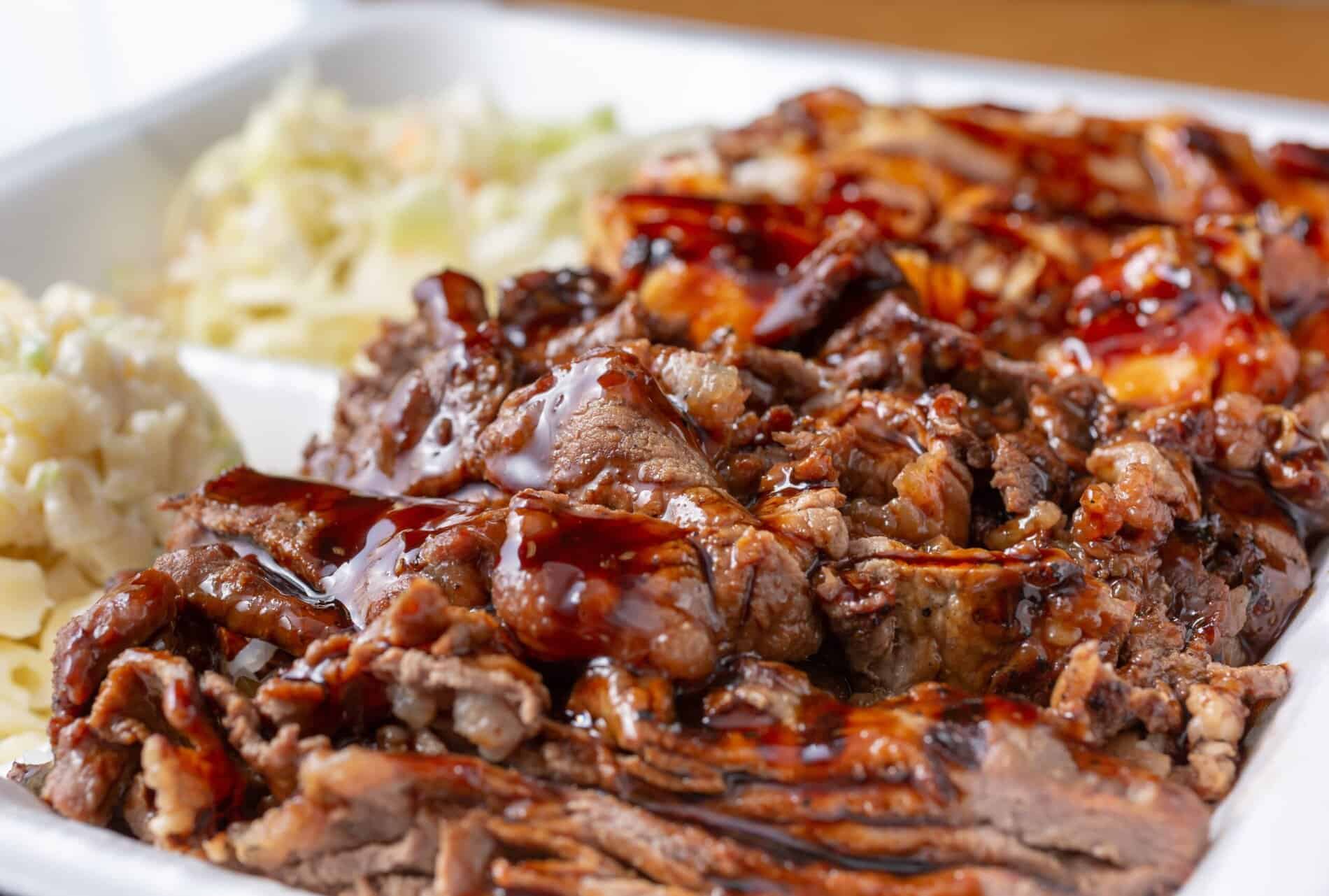 Savory meat and coleslaw from Big Island food truck near your vacation rental.